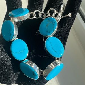 Hallmarked Mexico 925 turquoise bracelet .